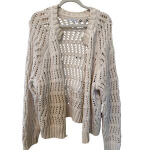 American Eagle Open Stitch Cardigan Women's XL Cream Twee Cottagecore Crochet